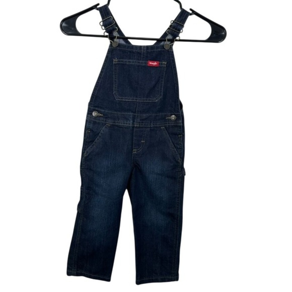 Wrangler Toddler Boys Dark Wash Denim Bib Overalls Size 3T Western Rodeo Cowboy